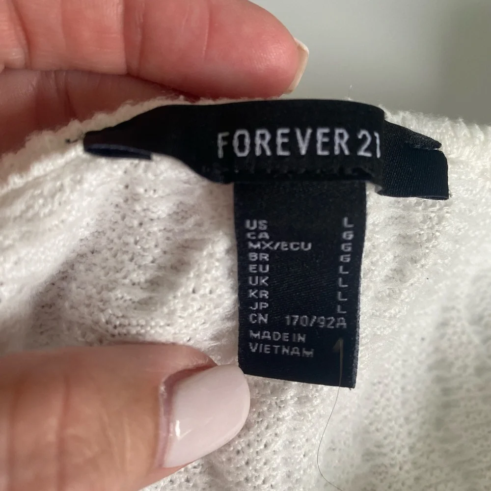 Forever 21 White Textured Cropped Tank Top Size L - Picture 7 of 7